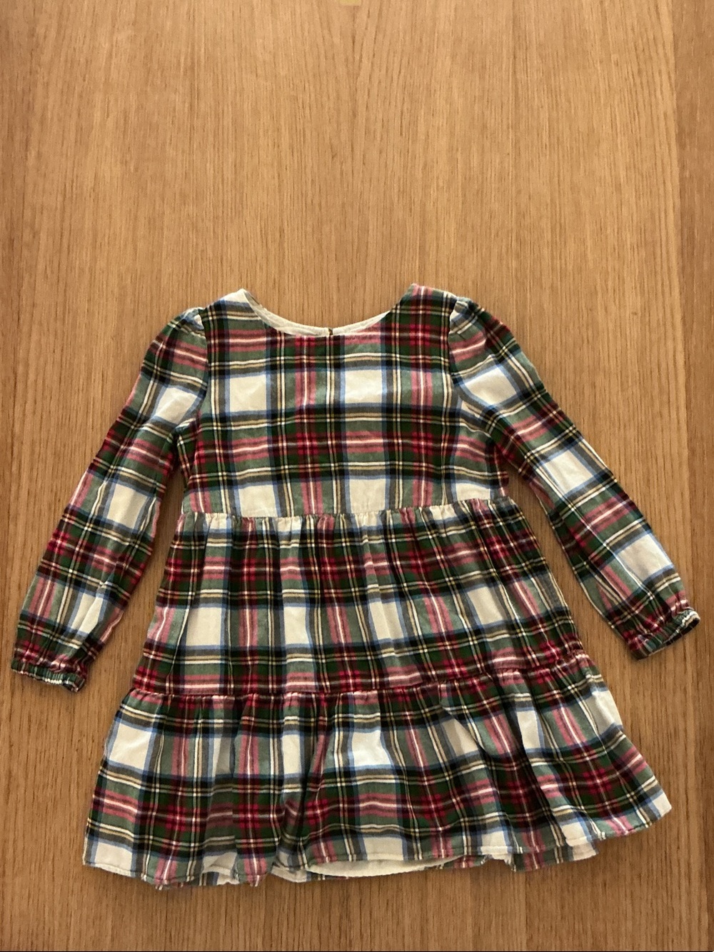 GAP Girls Plaid Long-Sleeve Dress in Red, Green, Blue and Cream